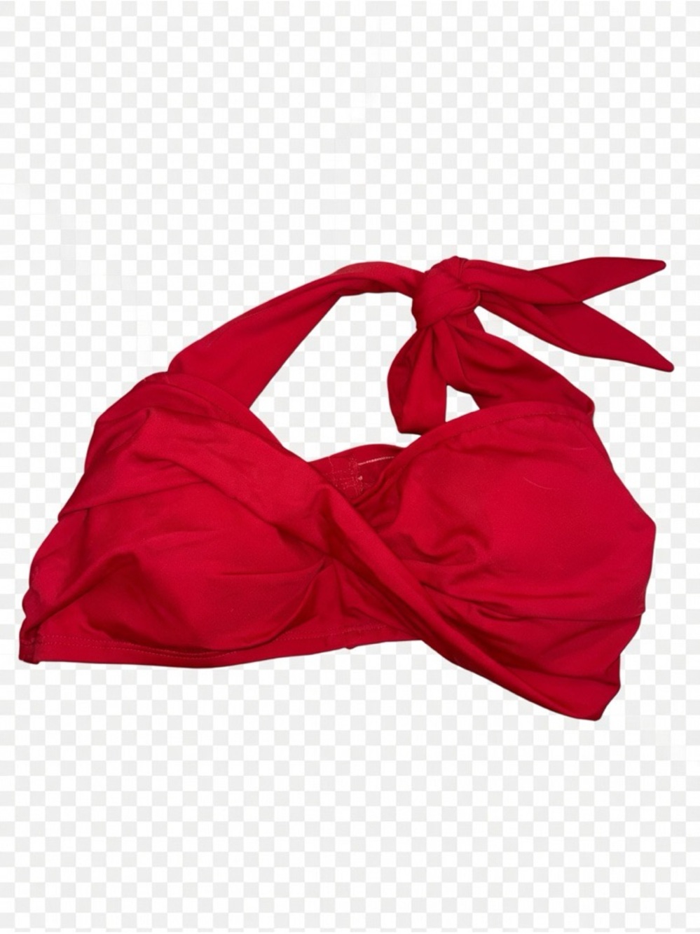 Source Unknown Red Twist Halter Bikini Top